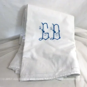 Ensemble ancien drap et couvre oreiller monogrammes CD