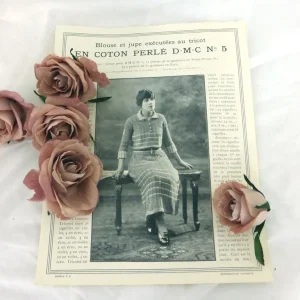 Ancienne fiche D.M.C. Blouse et Jupe Tricot